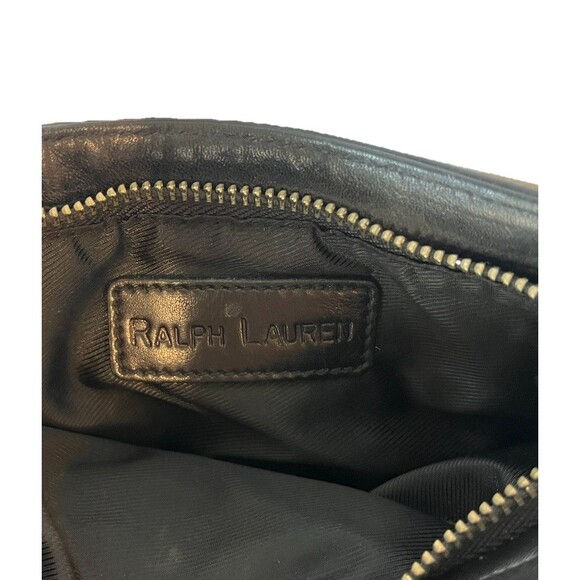 Ralph Lauren Black Leather  Shoulder Crossbody Bag, Silver RL‎ Logo - Picture 7 of 9